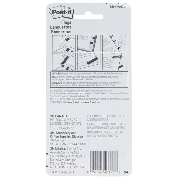 A package of 3M Post-it "Sign Here" flags with assorted colors and a label on it.