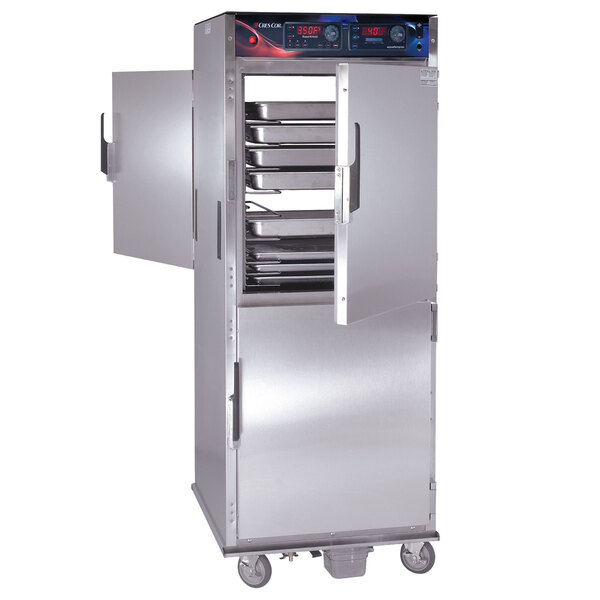 a stainless steel oven with trays