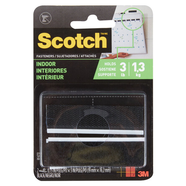 A package of 3M black multi-purpose fastener strips.