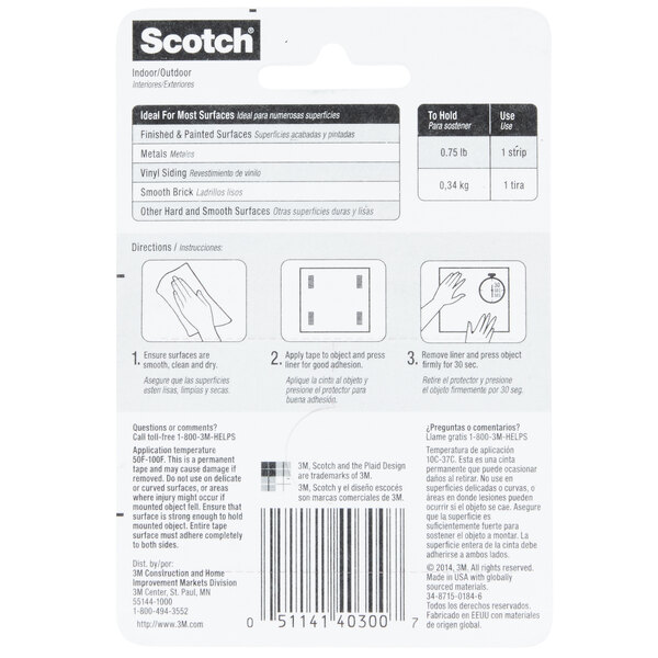 White packaging for 3M Scotch black signs and numbers mounting strips with black text and instructions.