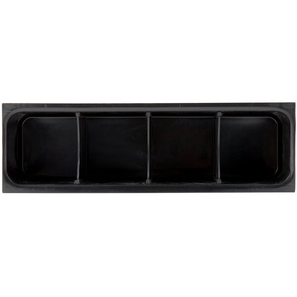 A black rectangular insert with four compartments.