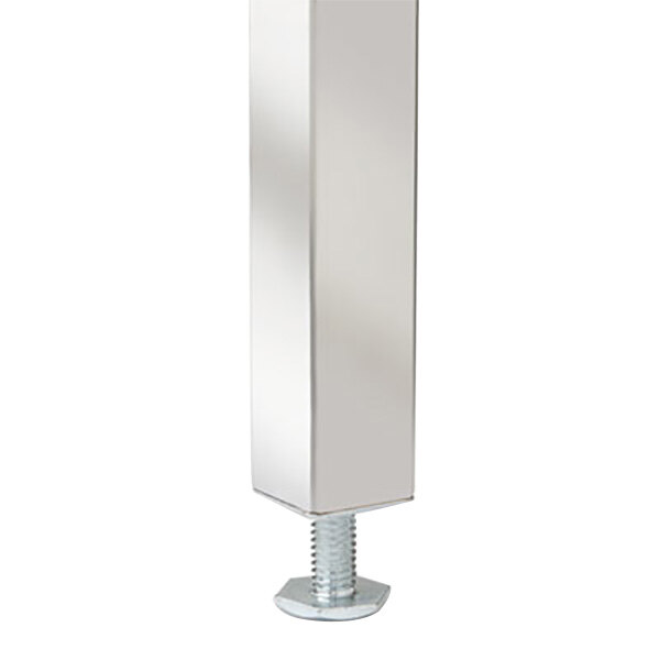 A silver rectangular metal post with a screw on top.