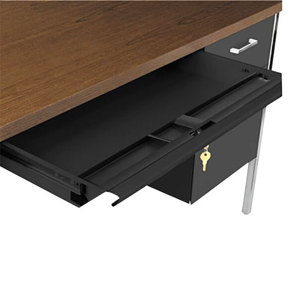 Alera Double Pedestal Steel Desk Metal Desk 72W x 36d x 29 1 2H Walnut Black