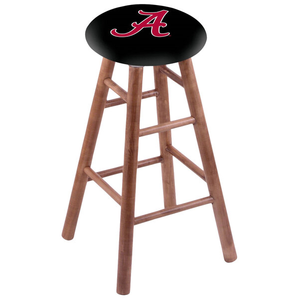 A stool with the letter A on the seat.