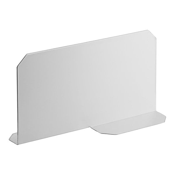 A stainless steel rectangular partition with a white background.