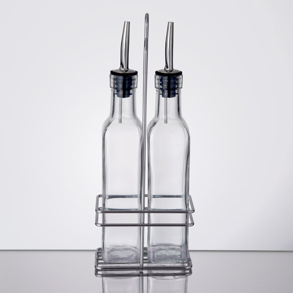 Choice 8 5 Oz 3 Piece Oil Vinegar Cruet Set With Rack