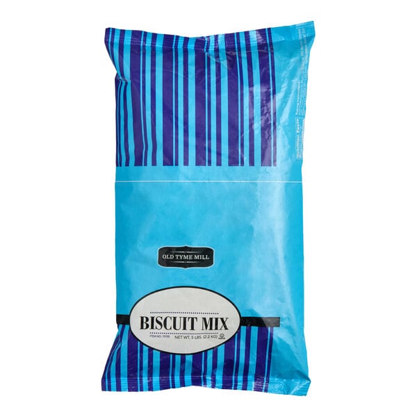A 5 lb. bag of premium biscuit mix in blue packaging.