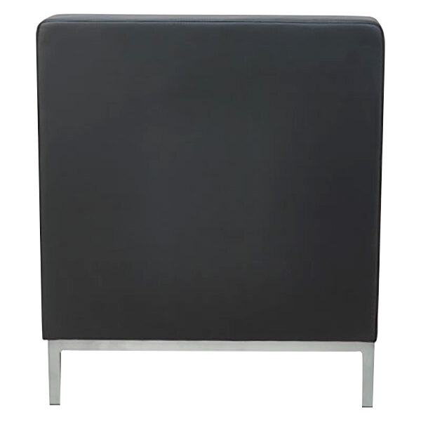 The back of a black Alera L Sectional chair with metal legs.