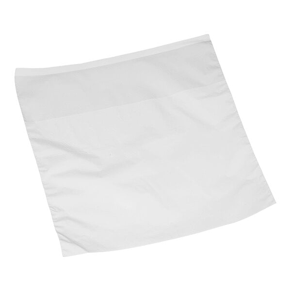 A plain, unprinted white plastic deli saddle bag with a flip top.