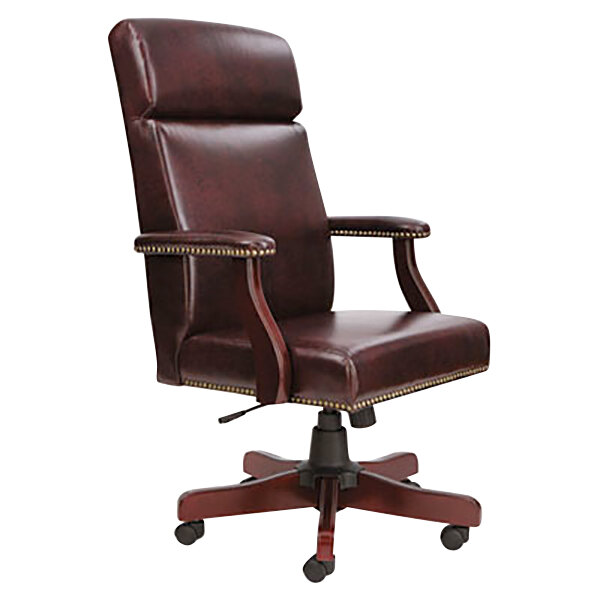 Alera ALETD4136 Traditional HighBack Oxblood Vinyl Office Chair with