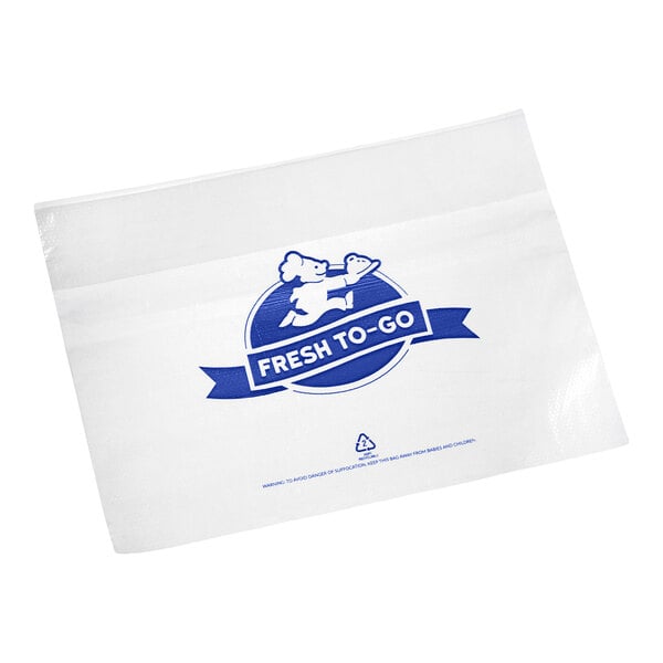 Choice 10 1/2" x 8" Printed "Fresh to Go" Plastic Deli Saddle Bag with Flip Top - 2,000/Case