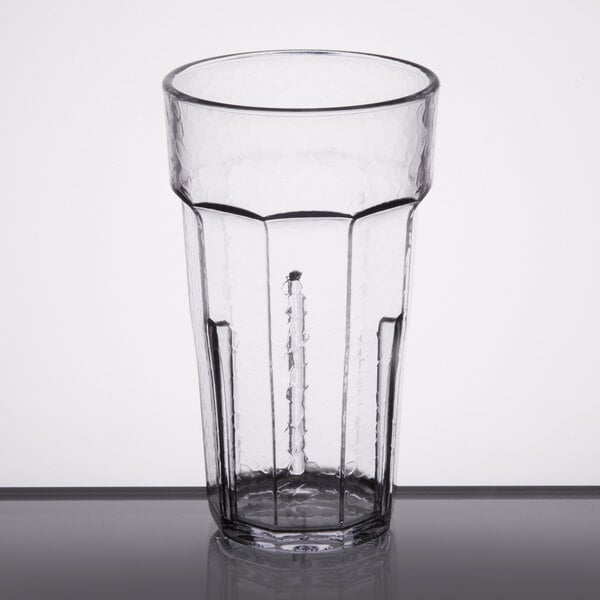 A clear Cambro plastic tumbler.