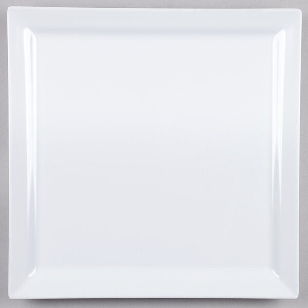 A white square plate with a square edge.