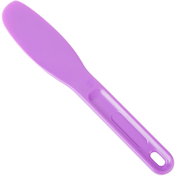 a close-up of a purple handle