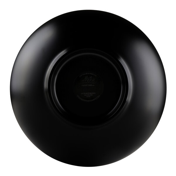 A close up of a black Elite Global Solutions bowl with a red circle in the middle.