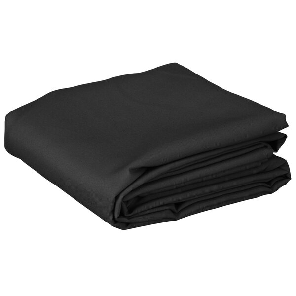 A folded black cloth on a white background.