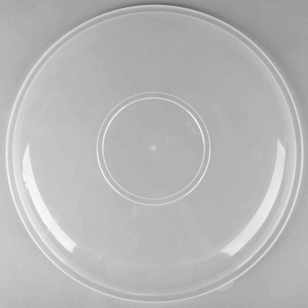 A clear plastic lid with a circular rim.