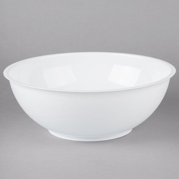 A case of 25 white Fineline high profile plastic catering bowls.