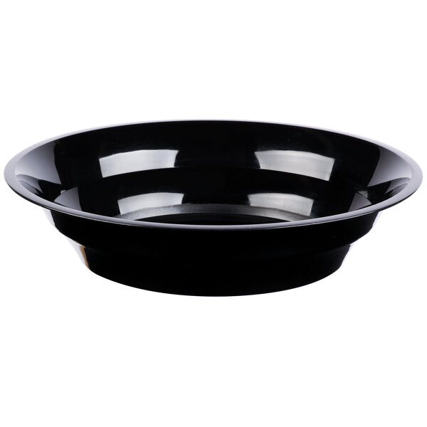 A black Fineline low profile plastic catering bowl.