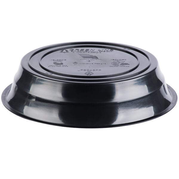 A black plastic container with a black lid.