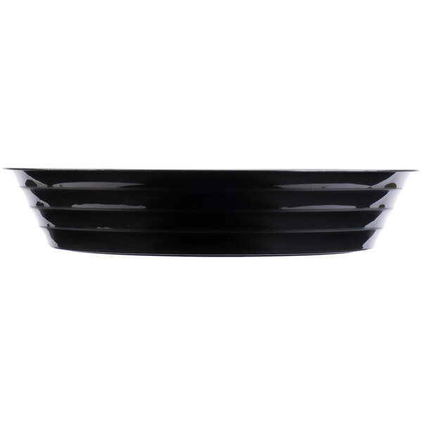 A black rectangular Fineline low profile plastic catering bowl.