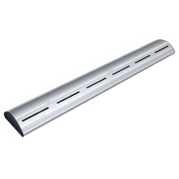 A silver metal Hatco curved infrared strip warmer with four holes in it.
