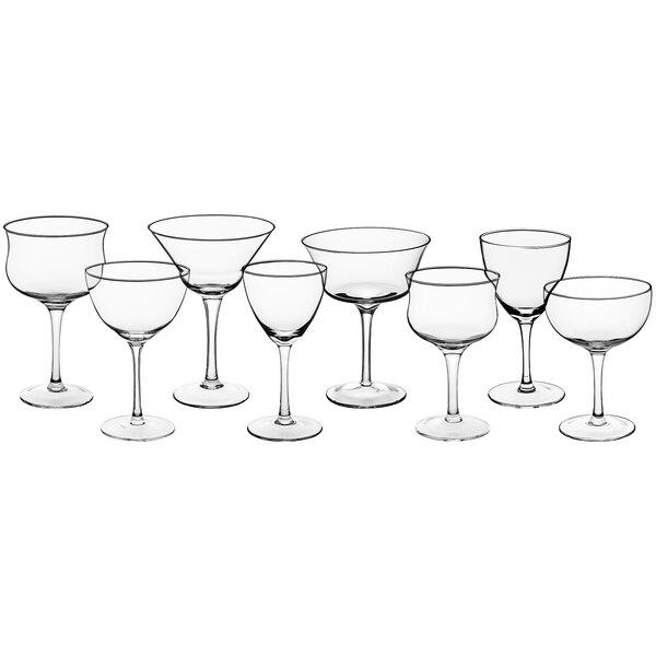 A group of Acopa Deco vintage martini glasses.