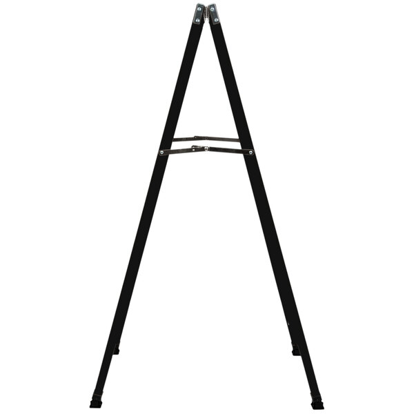 A black metal A-Frame sign board stand.