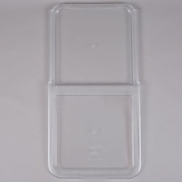 A clear plastic container with a white lid.