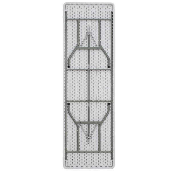A white rectangular Flash Furniture folding table with gray legs.