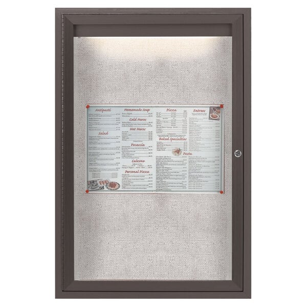 a menu with a price list