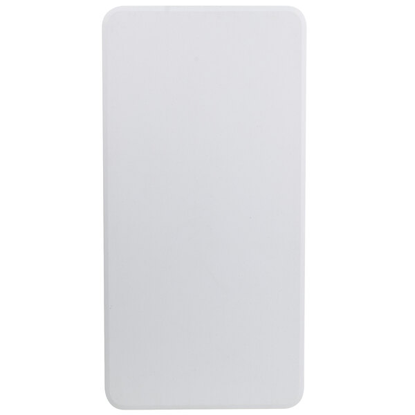 A white rectangular heavy-duty molded plastic table with a black border.