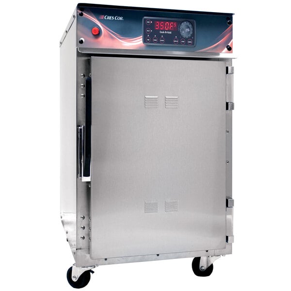 A stainless steel Cres Cor undercounter cook and hold oven with digital display and dials.
