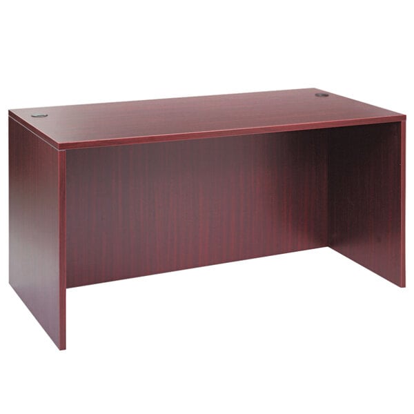 A mahogany Alera desk shell on white background.