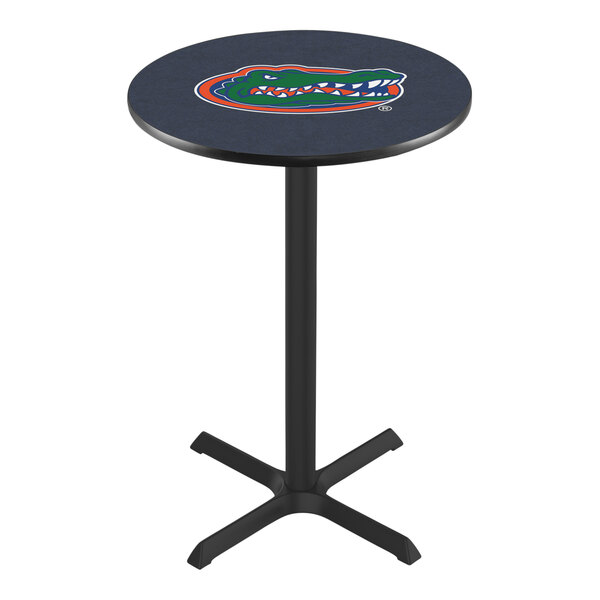 A Holland Bar Stool round bar table with a University of Florida Gators logo.