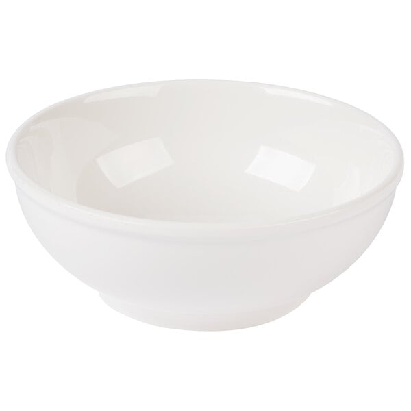 A white Thunder Group melamine pho noodle bowl.