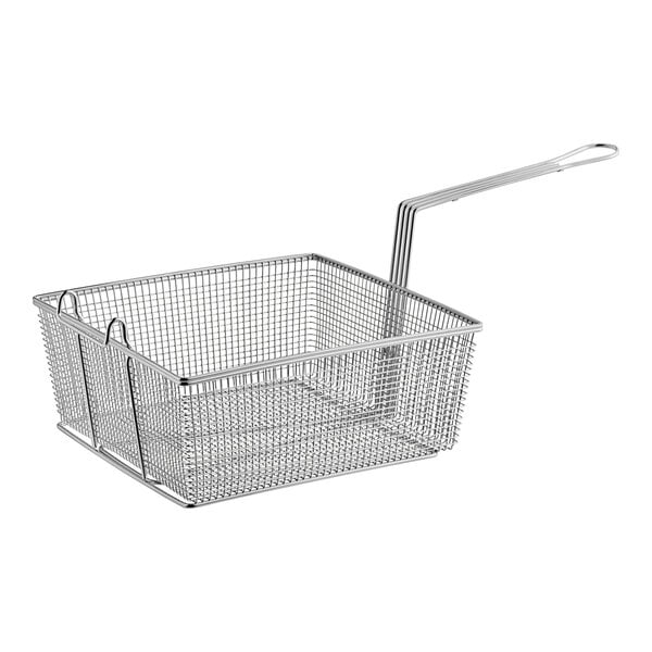 An Anets stainless steel fryer basket with a front hook handle.