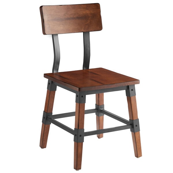 Lancaster Table Seating Rustic Industrial Dining Side Chair With Antique Walnut Finish