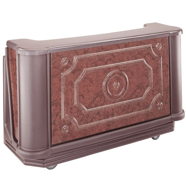 A brown and silver Cambro Sedona Designer Series portable bar.