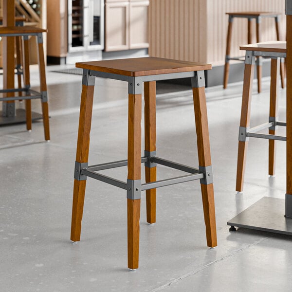 Lancaster Table & Seating Industrial Backless Bar Stool with Rustic Walnut Finish