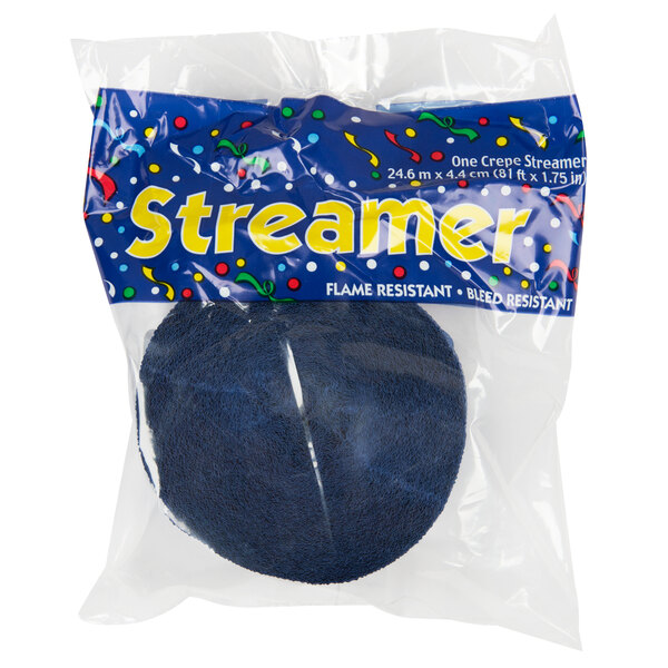 A package of navy blue Creative Converting streamer paper.