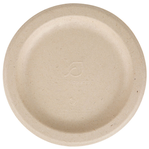 a round white plate with a logo on it