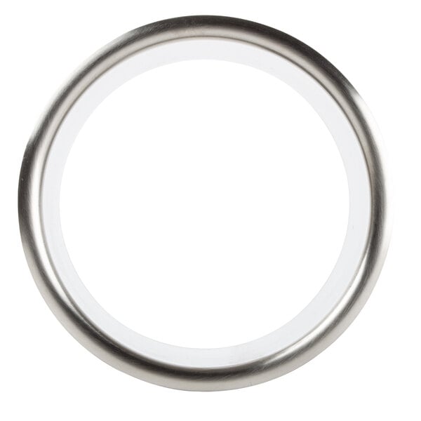 A stainless steel San Jamar large round in-counter trash chute.