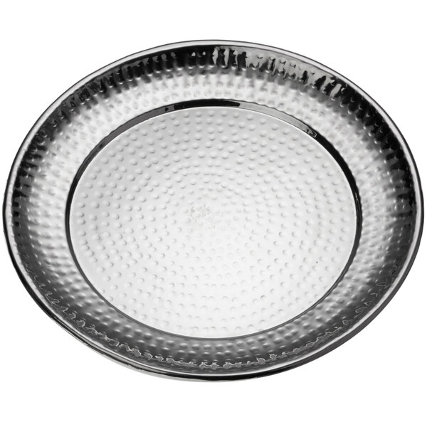 American Metalcraft Hmrst1401 14 Round Stainless Steel Hammered Tray