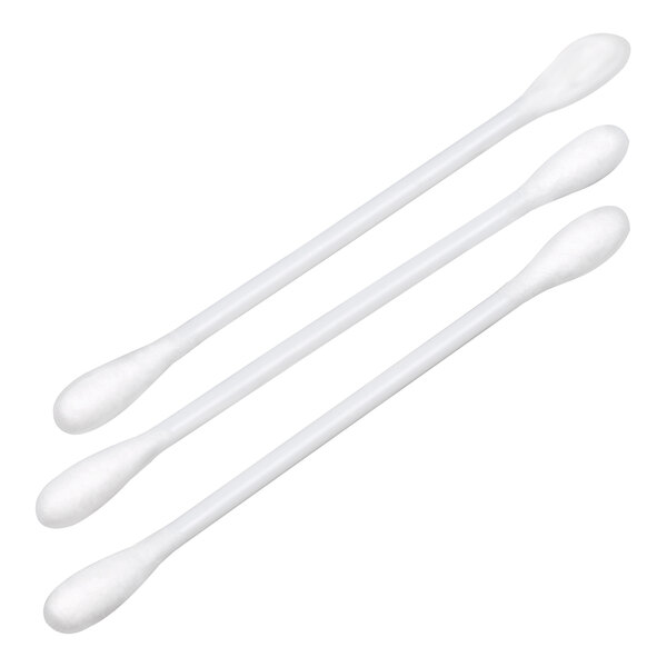 A set of three white cotton swabs with double-ended tips.
