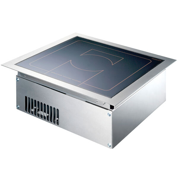 A rectangular silver metal box with a black screen.