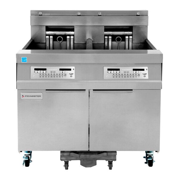 A Frymaster 120 lb. electric floor fryer with drawers and a control panel.