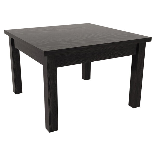 a black square table with legs