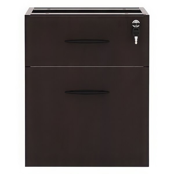 A mahogany Alera Valencia full pedestal with two drawers.