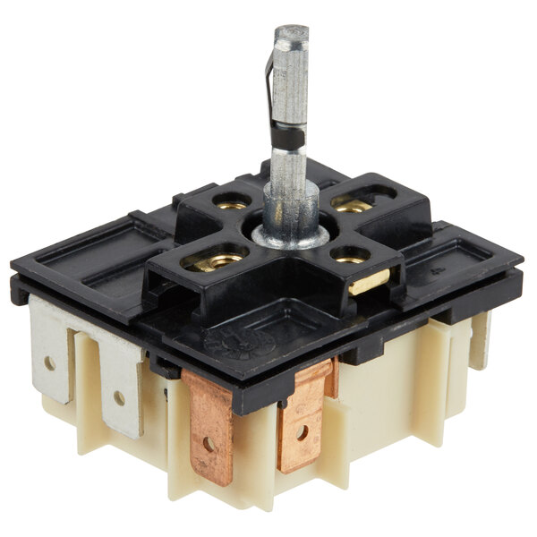 A black and white Nemco thermostat with two switches and two wires.